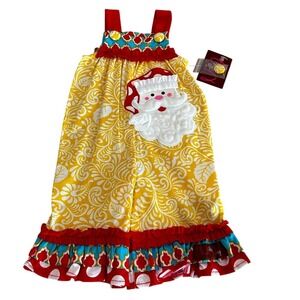 Millie Jay Jumpsuit Girls 9M Christmas Santa Yellow Pattern Ruffles Holiday Gift